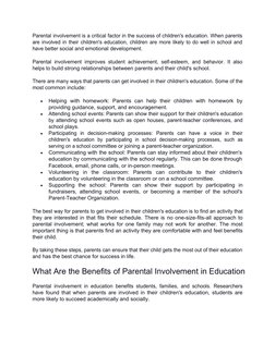 Benefits of Parental Involvement in Education | PDF | Teachers | Homework