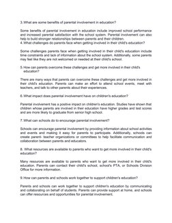 Benefits of Parental Involvement in Education | PDF | Teachers | Homework