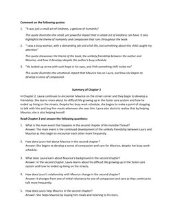 Comment on the following quotes:
1.
"It was just a small act of kindness, a gesture of humanity" 
This quote illustrates the