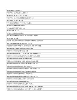 AEROVENT, S.A. DE C.V.
AEROVIAS CASTILLO, S.A. DE C.V.
AEROVIAS DE MEXICO, S.A. DE C.V.
AEROVIAS NACIONALES DE COLOMBIA, S.A.