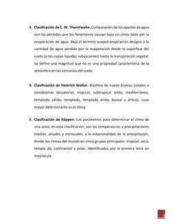 5 
3. Clasificación de C. W. Thorntwaite. Comparación de los aportes de agua 
con las pérdidas que los