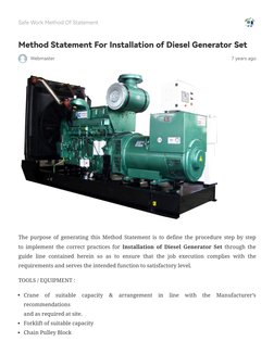 Diesel Generator Installation Method Statement | PDF | Specification ...
