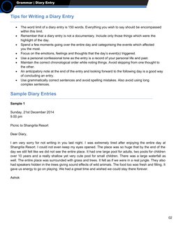 Diary Entry Writing Guide and Samples | PDF | Diary