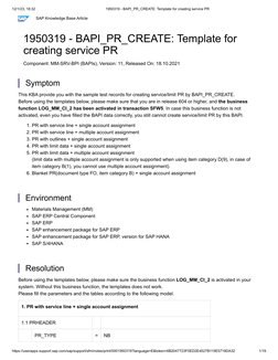 Bapi Po Create Service PR Creation Using BAPI_PR_CREATE | PDF | Software Engineering ...