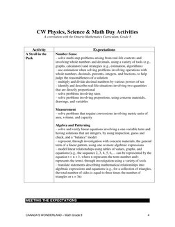 CANADA’S WONDERLAND – Math Grade 8 
 
4 
 
 
 
 
CW Physics, Science & Math Day Activities 
A correlation with the Ontario Ma
