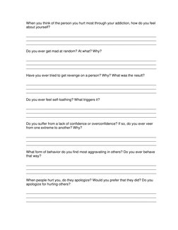 When you think of the person you hurt most through your addiction, how do you feel 
about yourself? 
________________________