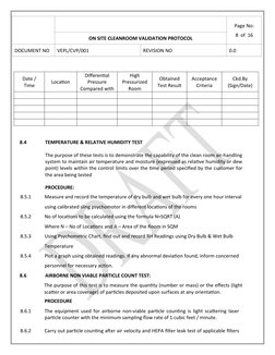 Clean Room Protocol.pdf On-Site Cleanroom Validation Protocol | PDF | Applied And ...
