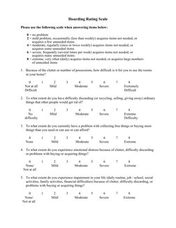 Hoarding Rating Scale Assessment Tool | PDF | Compulsive Hoarding ...