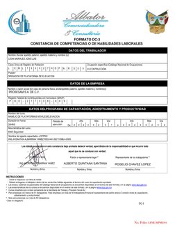 No. Folio: LEML-MPME001 
 
 
 
 
 
 
 
 
DATOS DEL TRABAJADOR 
 
N 
R 
S 
0 
9 
 
DATOS DE LA EMPRESA 
 
 
 
 
 
 
 
 
Añ