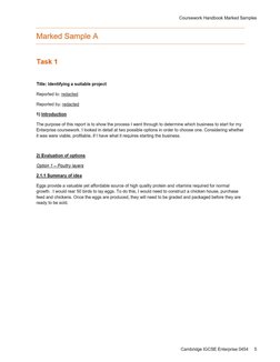 Business Course Work Example Course Work Example | PDF