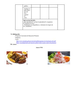 gráfico.
Explique el  
plato típico  
que me 
toco  
exponer 
en  
clase.
METACOGNICIÓN 
¿Qué aprendieron? ¿Cómo lo aprendier
