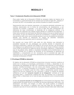 MODULO 1
Tema 1. Fundamento filosófico de la Educación STEAM
Para poder hablar de la Educación STEAM es necesario hablar de h