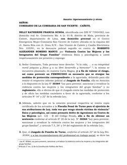 Asunto: Apersonamiento y otros.  
SEÑOR:
COMISARIO DE LA COMISARIA DE SAN VICENTE - CAÑETE. 
NELLY KATHERINE FRANCIA OCHOA, i