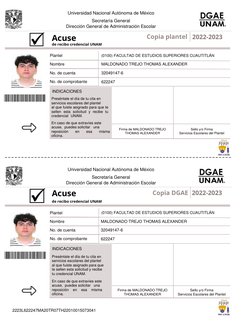 Copia plantel
Acuse
de recibo credencial UNAM
Plantel
No. de cuenta
Nombre
No. de comprobante
  INDICACIONES
Preséntate el dí