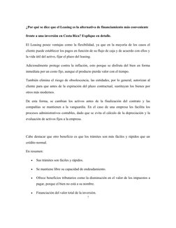 ¿Por qué se dice que el Leasing es la alternativa de financiamiento más conveniente
frente a una inversión en Costa Rica? Exp