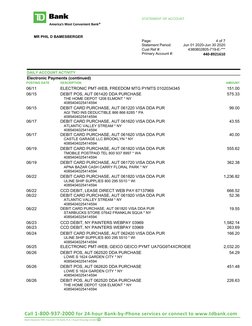 STATEMENT OF ACCOUNT 
MR PHIL D BAMESBERGER
Page:
Statement Period: 
Cust Ref #: 
Primary Account #:
4 of 7 
Jun 01 2020-Jun