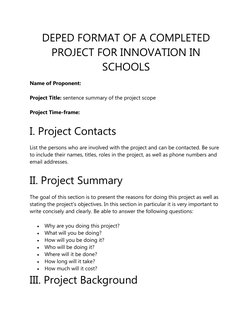 DepEd Project Proposal Format for Innovation | PDF | Paragraph | Risk