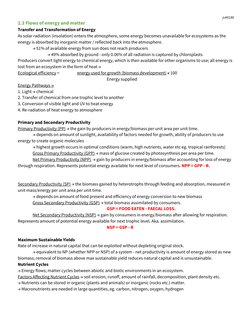 jv#0180 
2.3 Flows of energy and matter 
Transfer and Transformation of Energy 
As solar radiation (insolation) enters the at