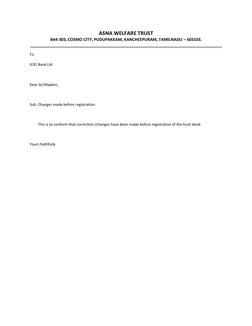 ASNA WELFARE TRUST 
B44-303, COSMO CITY, PUDUPAKKAM, KANCHEEPURAM, TAMILNADU – 603103. 
_____________________________________