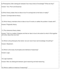 Top 100 Philosophy Quiz Questions | PDF | Epistemology | Knowledge