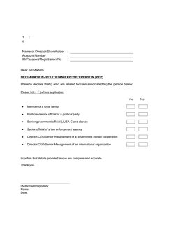 PEP Declaration Form Template | PDF