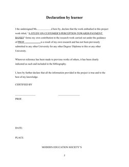Declaration by learner
I the undersigned Ms.......................d here by, declare that the work embodied in this project
w