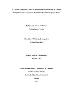 El Coaching Empresarial Como Una Herramienta De Construcción De Ventajas 
Competitivas Para Las Empresas Prestadoras De S