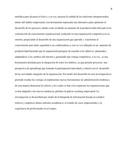 8 
 
metódica para alcanzar el éxito y a su vez, mejorar la calidad de las relaciones interpersonales; 
dentro del ámbito emp