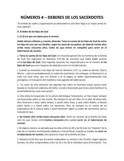 NÚMEROS 4 – DEBERES DE LOS SACERDOTES
“El sentido de orden y organización ya observado en este libro llega a su mejor punto e