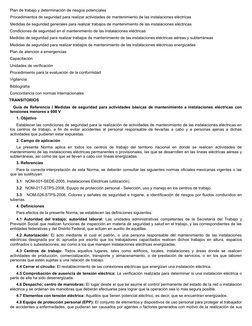 Plan de trabajo y determinación de riesgos potenciales
     Procedimientos de seguridad para realizar actividades de man