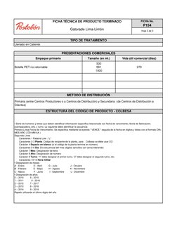 Llenado en Caliente 
Primaria (entre Centros Productores o a Centros de Distribución) y Secundaria  (de Centros de Distribuci