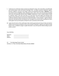 CIBIL Consent Letter Format | PDF | Indemnity | Privacy