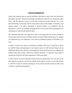Acknowledgment
Social work education aims to provide individuals interested in social work with information,
knowledge, and s