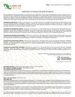 Folio  2f1a4c79-d040-4a64-8ca7-162ac58b963b673 
 
 
 
Referentes normativos del perfil de egreso 
 
En los acuerdos secretari