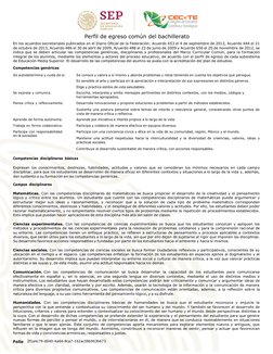 Perfil de egreso común del bachillerato 
En los acuerdos secretariales publicados en el Diario Oficial de la Federación: