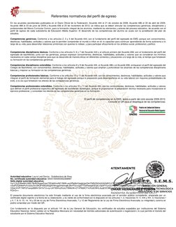 Referentes normativos del perfil de egreso 
 
En los acuerdos secretariales publicados en el Diario Oficial de la Federación: