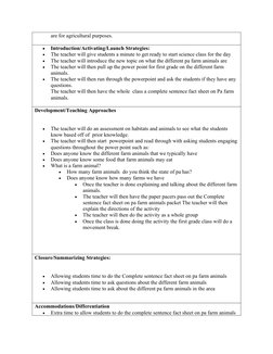 Farm Animals Lesson Plan for 1st Grade | PDF | Teachers | Lesson Plan