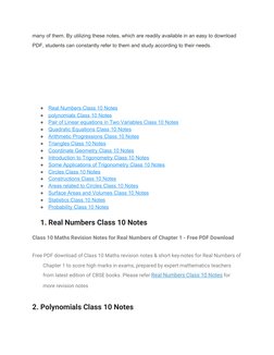 CBSE Class 10 Maths Revision Notes PDF | PDF | Equations | Mathematics