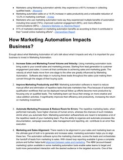 ●
Marketers using Marketing automation admits; they experience a 451% increase in collecting 
qualified leads. -​ ​M (https:/