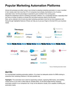 Popular Marketing Automation Platforms  
 
Almost all businesses are either using or are inclined to adopting marketing autom