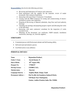 Responsibilities: Involved in the following activities- 
  
 Reviewing and finalization of Contracts and contractors. 
 F