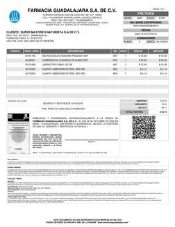 FARMACIA GUADALAJARA S.A. DE C.V.
AVENIDA ENRIQUE DIAZ DE LEON NO. 261 C.P. 44600
COL. VILLASENOR GUADALAJARA, JALISCO, MEXIC