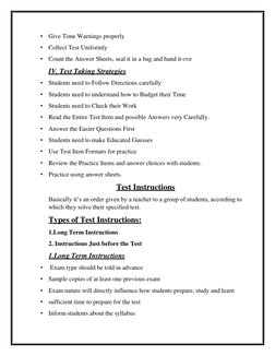 • Give Time Warnings properly  
• Collect Test Uniformly  
• Count the Answer Sheets, seal it in a bag and hand it ove 
IV. T