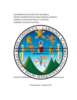 UNIVERSIDAD DE SAN CARLOS DE GUATEMALA 
CENTRO UNIVERSITARIO DE CHIMALTENANGO (CUNDECH) 
CARRERA: CONTADURÍA PÚBLICA Y AUDITO