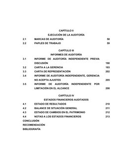 CAPÍTULO II
EJECUCIÓN DE LA AUDITORÍA
2.1
MARCAS DE AUDITORÍA
58
2.2
PAPLES DE TRABAJO
59
CAPÍTULO III
INFORMES DE AUDITORÍA