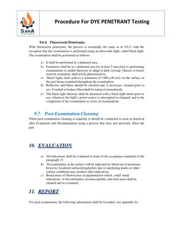 Dye Inspection Procedures Dye Penetrant Testing Procedure | PDF | Physical Sciences | Materials