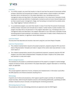 2 Definitions 
Loss Event 
• 
In an AFOLU project, any event that results in a loss of more than five percent of previously v
