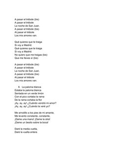 A pasar el trébole (bis)
A pasar el trébole
La noche de San Juan.
A pasar el trébole (bis)
Al pasar el trébole
Los mis amores