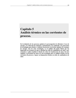 Capitulo 5. Análisis térmico en las corrientes de proceso 
__________________________________________________________________