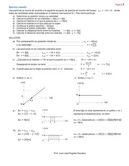Página 3 
Ejercicio resuelto  
 
Una partícula se mueve de acuerdo a la siguiente ecuación de posición en función del tiempo